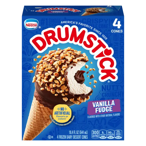 Vanilla Fudge Frozen Dairy Dessert Cones - 4 ct