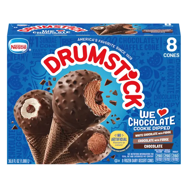 We Love Chocolate Cookie Dipped Dairy Dessert Cones 8 ct
