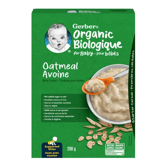 Gerber Organic Baby Cereal Oatmeal Whole Grain 208 g