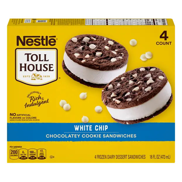 White Chip Chocolate Cookie Sandwiches - 4 ct Frozen