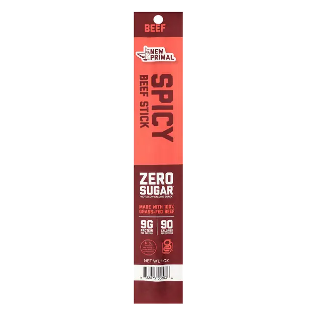 New Primal Spicy Beef Meat Stick 100% Grass-Fed Beef