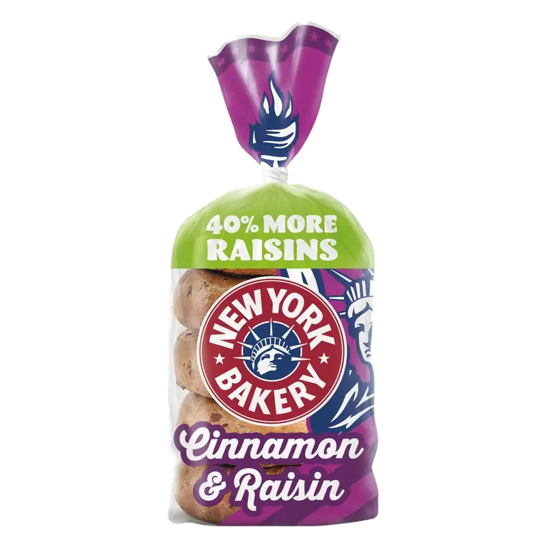 New York Bakery Co. Cinnamon & Raisin Bagels 5 Pack