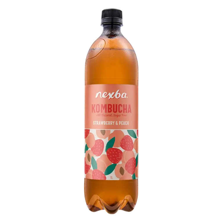 Kombucha Live Naturally Sugar Free Sparkling Probiotic Strawberry Peach 1L