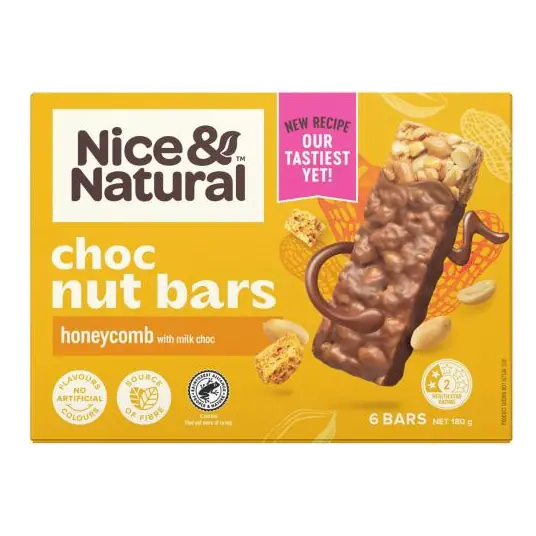 Nut Bars Honeycomb With Milk Choc Multipack Snacks 6 Pack