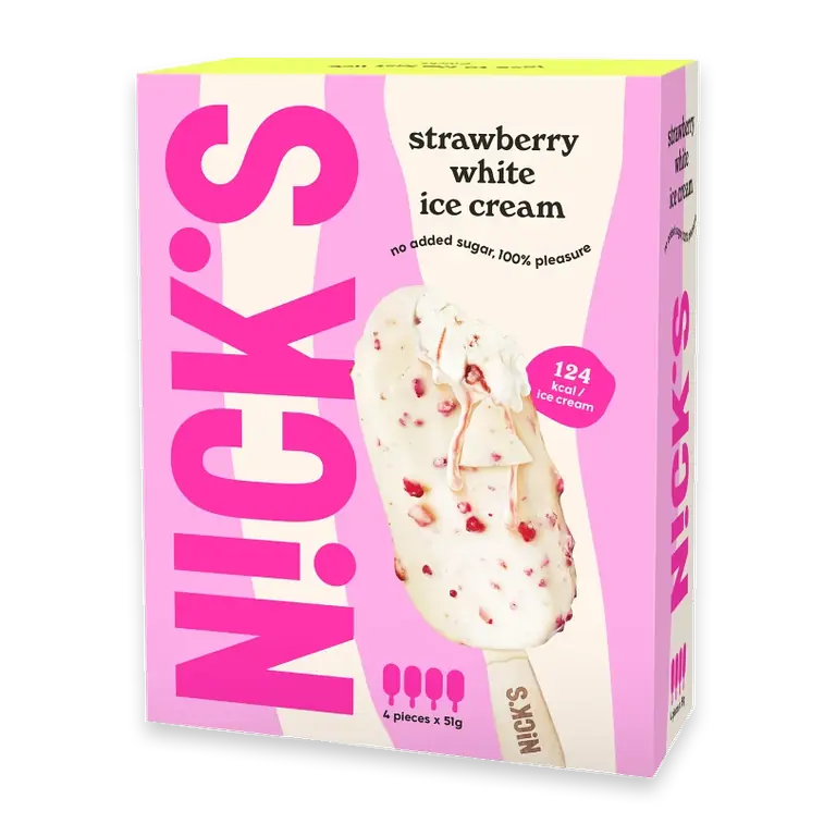 Glasspinne Strawberry white 4-p