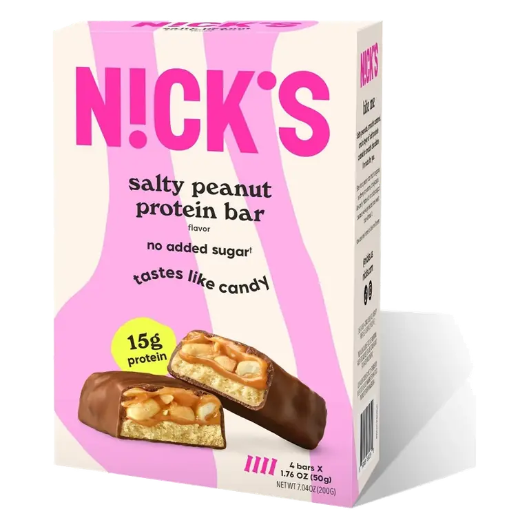 Nick's Salty Peanut Protein Bars, 4ct: Chewy, 15g Protein, Ready to Eat, 7.05oz