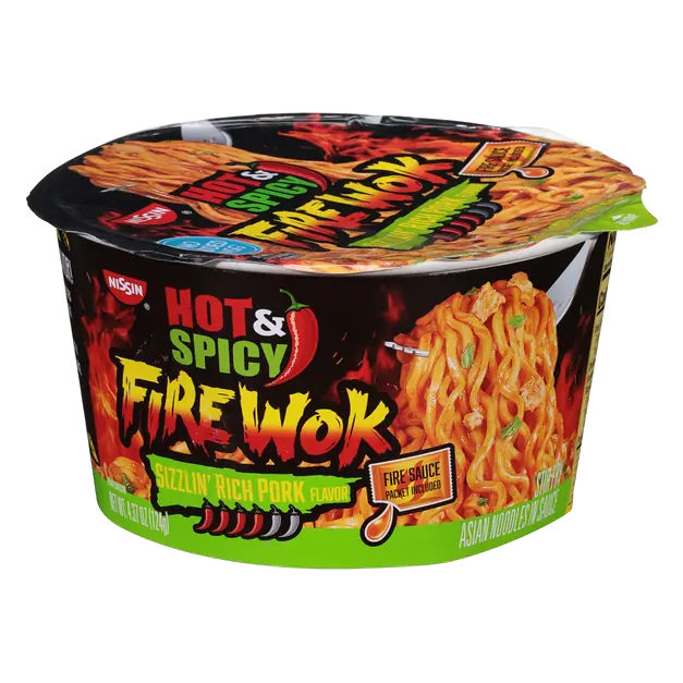 Fire Wok Hot & Spicy Rich Pork Asian Noodles in Sauce Bowl