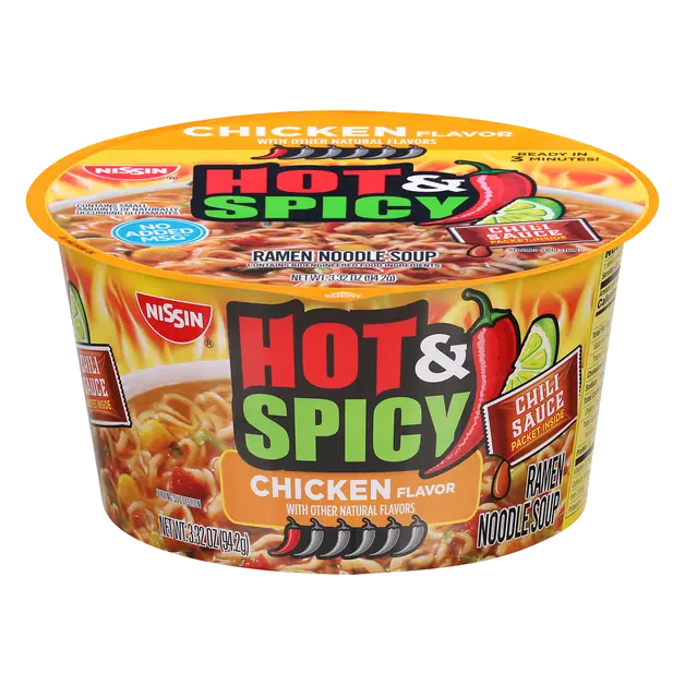 Hot & Spicy Chicken Flavor Ramen Noodle Soup Bowl