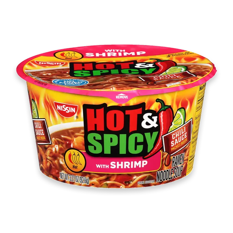 Hot & Spicy with Shrimp Ramen Noodle Soup Bowl