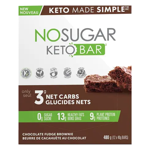No Sugar Keto Bars Chocolate Fudge Brownie 12 x 40 g