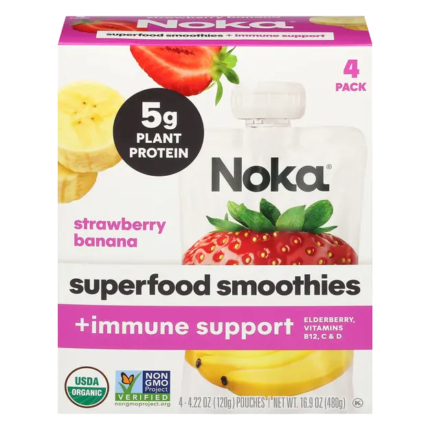 Organic Strawberry Banana Superfood Smoothie + Immune Support - 4 ct