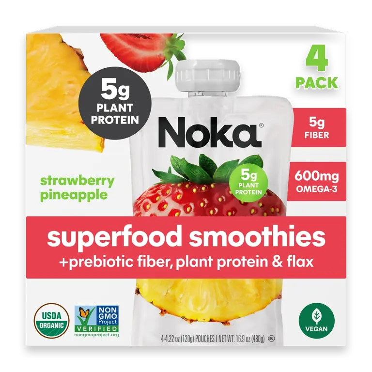 Organic Superfood Plant Protein Strawberry Pineapple Smoothie Pouches