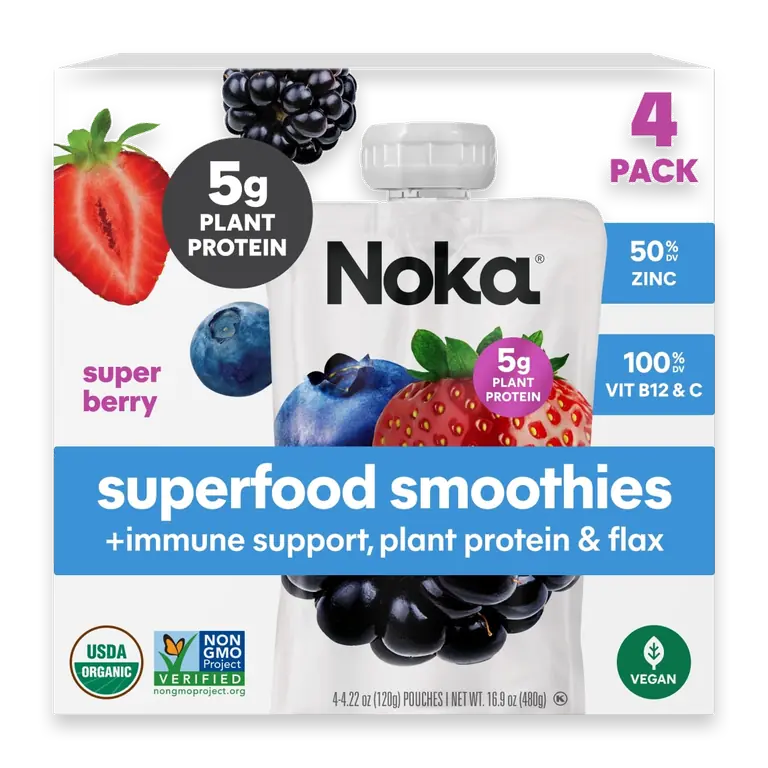 Organic Superfood Plant Protein Super Berry Smoothie Pouches