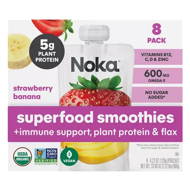 Strawberry Banana Superfood Smoothies +Immune Support, Plant Protein & Flax