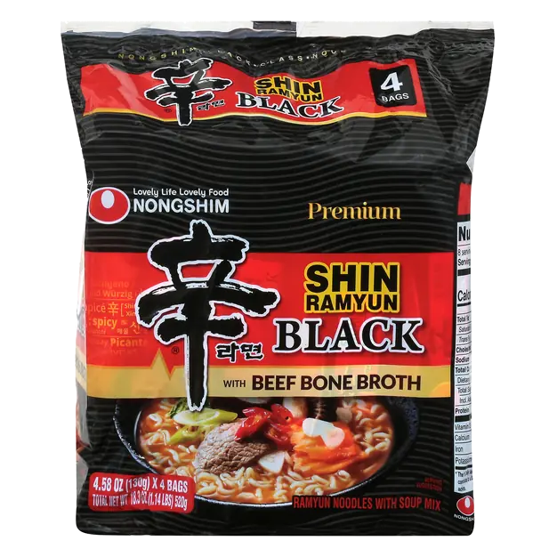 Premium Shin Black Ramen Noodle with Beef Bone Broth - 4 ct