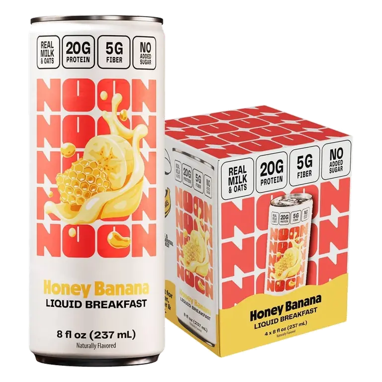 NOON Protein + Fiber Honey Banana Liquid Breakfast Drink, 32 fl oz/4ct