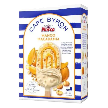 Cape Byron Mango Macadamia Ice Cream Sticks 4 Pack