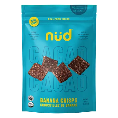 Organic Vegan & Gluten-Free Banana Crisps Cacao 66 g