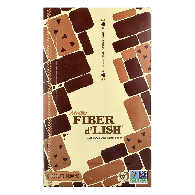 NuGo Nutrition Fiber d'Lish, Chocolate Brownie, 16 Bars, 1.6 oz (45 g) Each