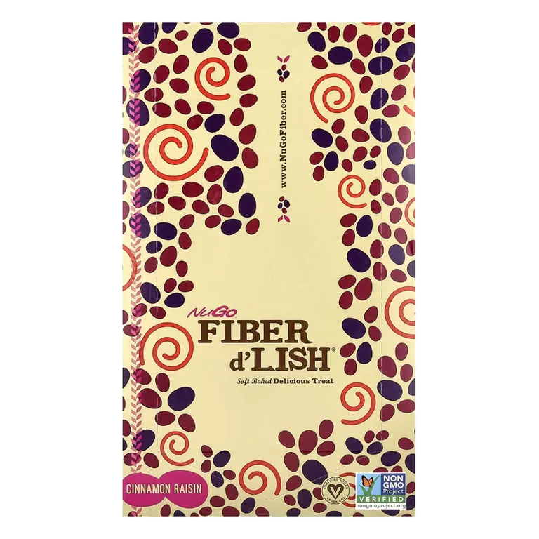 NuGo Nutrition Fiber d'Lish, Cinnamon Raisin, 16 Bars, 1.6 oz (45 g) Each