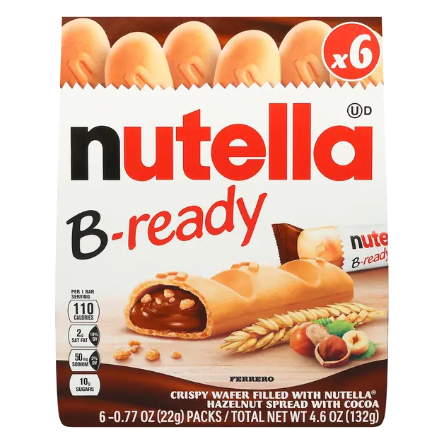 B-Ready Crispy Wafer Cookies w/Hazelnut Spread Packs - 6 ct