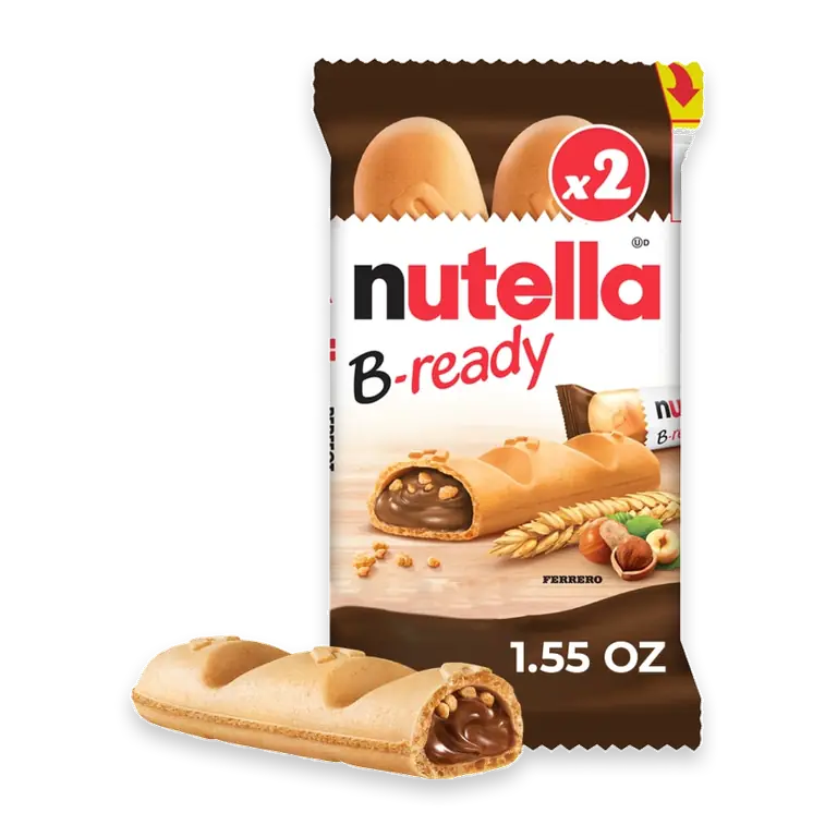 B-ready Crunchy Wafer Bars Filled with Creamy Hazelnut and Cocoa Spread
