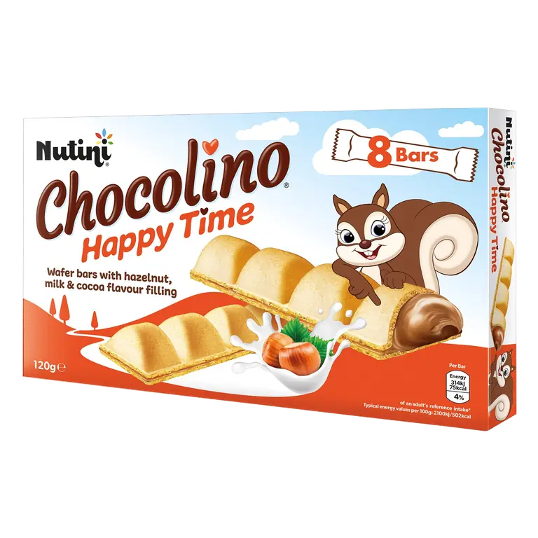 Nutini Chocolino Wafer Bars with Hazelnut & Cocoa Flavour Filling 8 x 15g (120g)