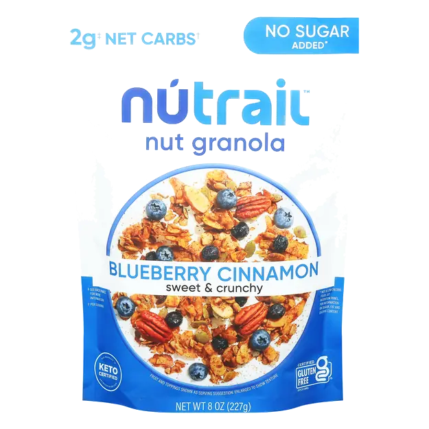 Gluten Free No Sugar Added Keto Blueberry Cinnamon Nut Granola