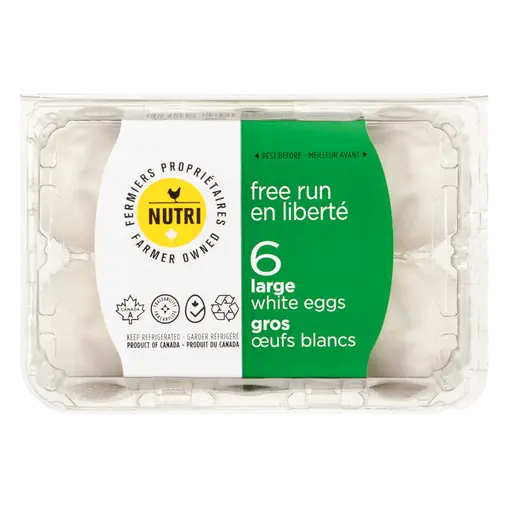 White Eggs Free Run Large 6 Count