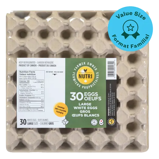 NutriGroupe White Eggs Large Value Size 30 Count