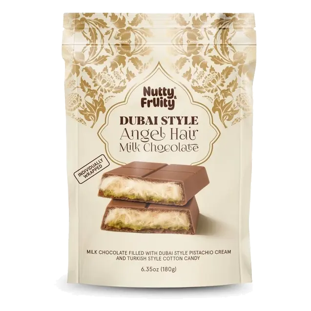 Nutty and Fruity Dubai Angel Hair Milk Chocolate Bars, 6.35oz/6ct