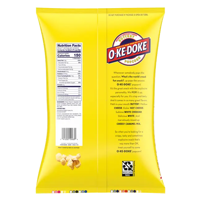 O-Ke-Doke Popcorn, Buttery Popcorn, 7.5 Oz Bag