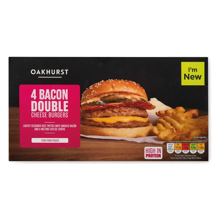 Bacon Double Cheese Burgers 4 Pack