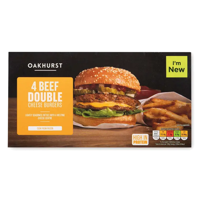 Beef Double Cheese Burgers 4 Pack