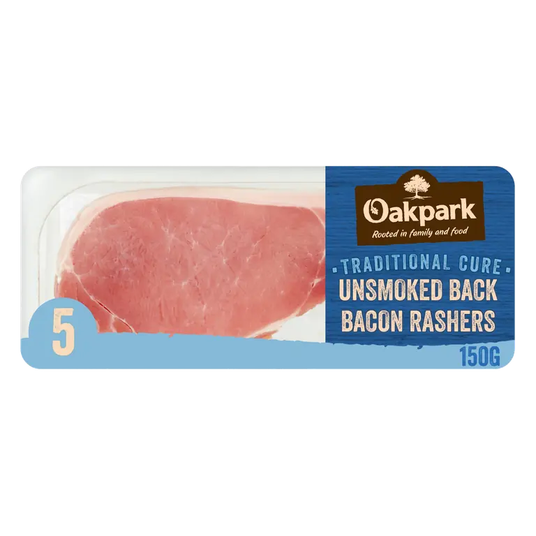 Oakpark 5 Unsmoked Back Bacon Rashers 150g
