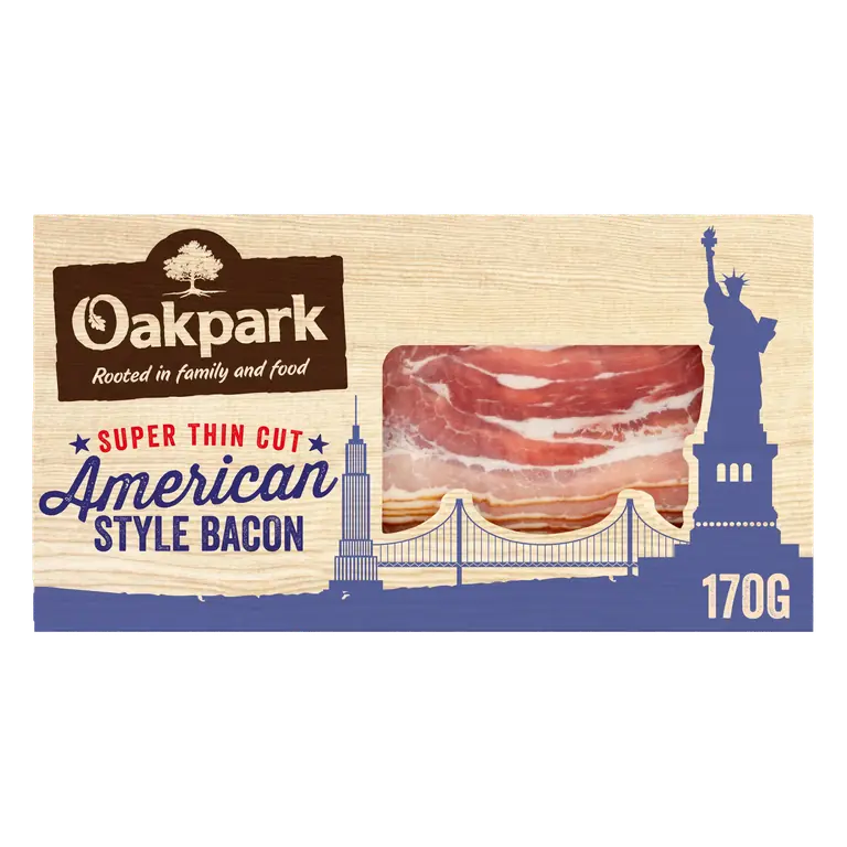 Oakpark Super Thin Cut American Style Bacon 16 Rashers 170g
