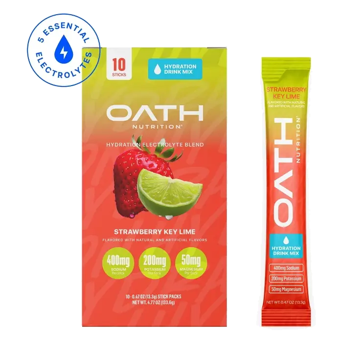 Oath Nutrition Hydration Electrolyte Packets Powdered Electrolyte Drink Mix - Strawberry Key Lime - 10pk