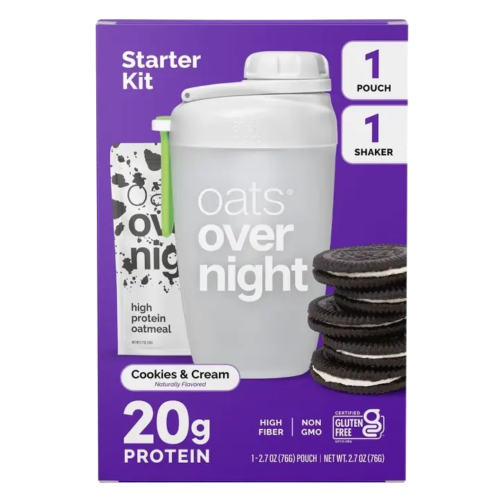 Oats Overnight Cookies and Cream Breakfast Shake Pouch Starter Kit, 7.4oz