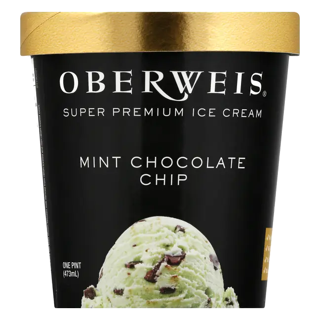 Oberweis Super Premium Mint Chocolate Chip Ice Cream 1 pt