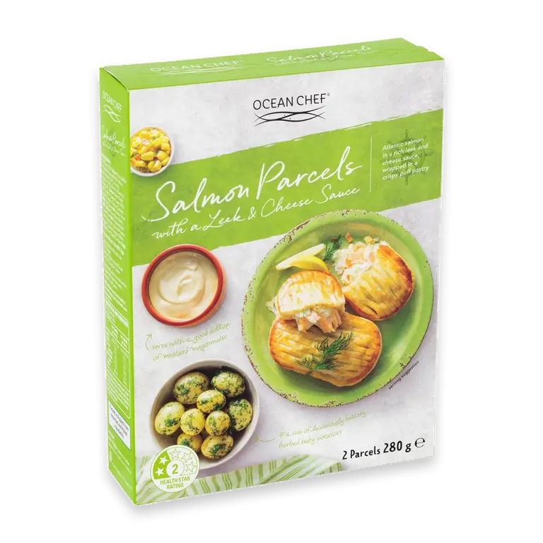 Salmon Parcels In Leek & Cheese Sauce