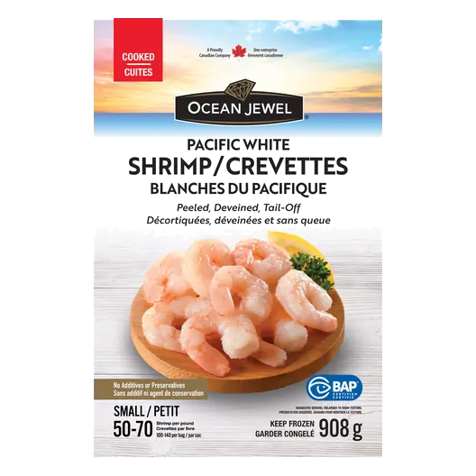 Frozen Shrimp Pacific White Cooked 50/70 Small 908 g