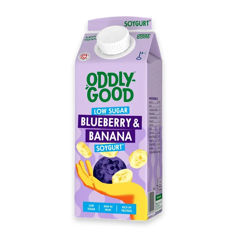 Sojamellanmål Sojagurt Blåbär & Banan lättsockrad 1,8% 750g Oddlygood®