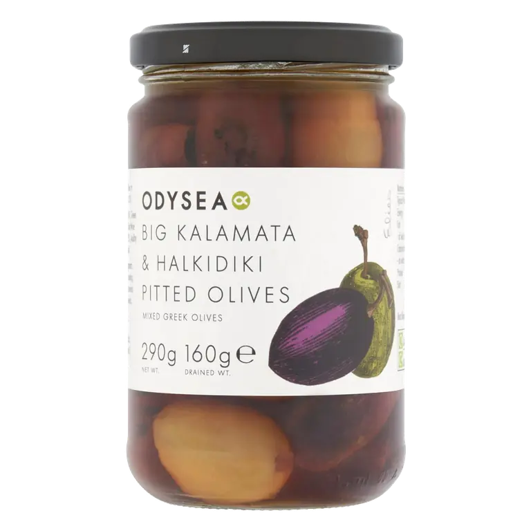 290g Big Kalamata & Halkidiki Pitted Olives (160g*)