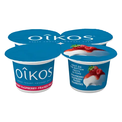 2% Greek Yogurt Fruit On The Bottom Strawberry Raspberry 4 x 100 g