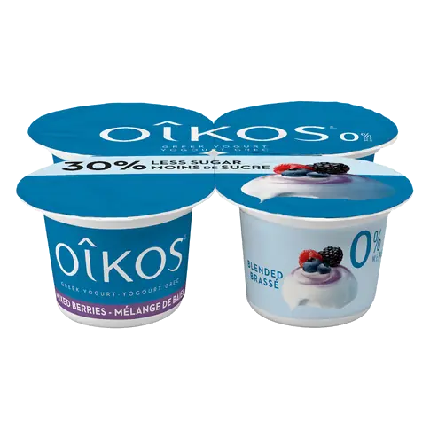 Fat-Free Greek Yogurt Blended Mixed Berry Flavour 4 x 100 g