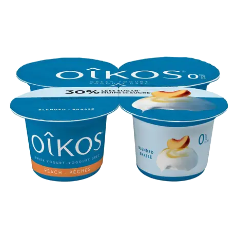 Fat-Free Greek Yogurt Blended Peach Flavour 4 x 100 g