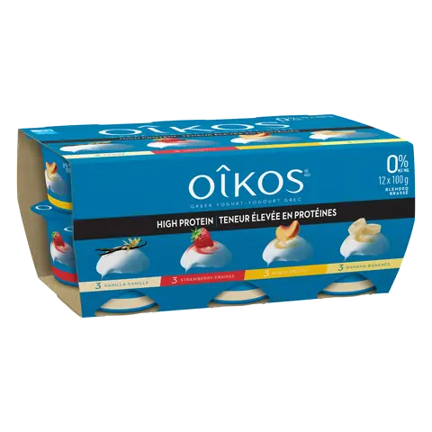 Greek Yogurt Peach Vanilla Strawberry Banana 12 x 100 g
