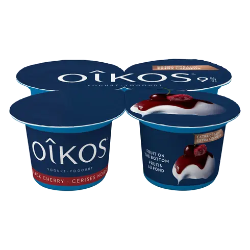 9% Greek Yogurt Extra Creamy Fruit On The Bottom Black Cherry 4 x 95 g
