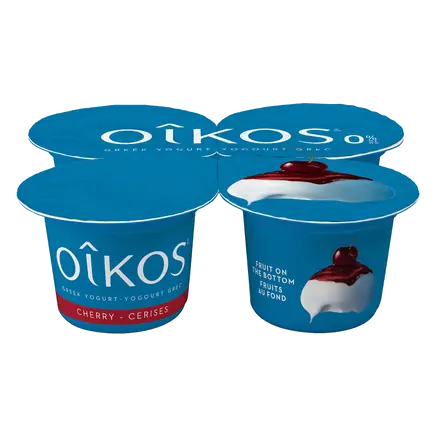 Fat-Free 0% Greek Yogurt Fruit On The Bottom Cherry Flavour 4 x 100 g