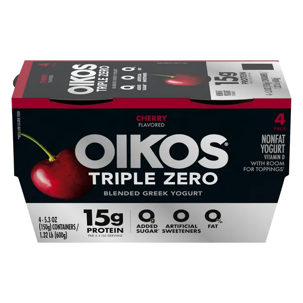 Triple Zero 15g Protein Non Fat Cherry Blended Greek Yogurt Cup 4 ct